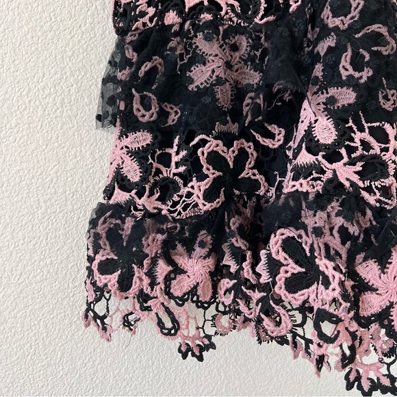 Romeo & Juliet Couture Dress | Small NWT | Black and Pink Floral Crochet Lace - Picture 4 of 7